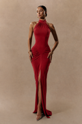 2026 Party Halter Ruched Evening Party Gown