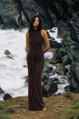 Party Long Draped Ruched High-Split Maxi Dress view 1