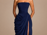2026 Summer Pleated Strapless Split Evening Gown view 3