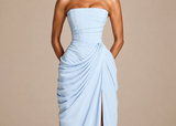 2026 Summer Pleated Strapless Split Evening Gown view 6