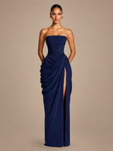2026 Summer Pleated Strapless Split Evening Gown view 10