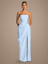 2026 Summer Pleated Strapless Split Evening Gown view 11