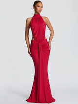 Elegant Off-shoulder Turtleneck Ruched Bodycon Maxi Dress view 2