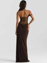 One-Shoulder Lace Illusion Maxi Dress Backless Party Dress view 2