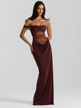 One-Shoulder Lace Illusion Maxi Dress Backless Party Dress view 4