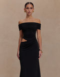 2026 Evening Ruched Slash-Neck Bodycon Maxi Dress
