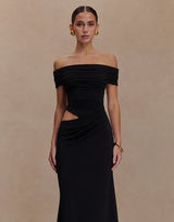 2026 Evening Ruched Slash-Neck Bodycon Maxi Dress view 1