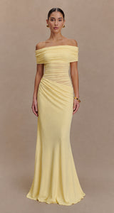2026 Evening Ruched Slash-Neck Bodycon Maxi Dress view 5