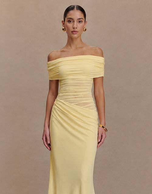 2026 Evening Ruched Slash-Neck Bodycon Maxi Dress