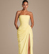 2026 Summer Pleated Strapless Split Evening Gown view 9