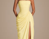 2026 Summer Pleated Strapless Split Evening Gown view 8